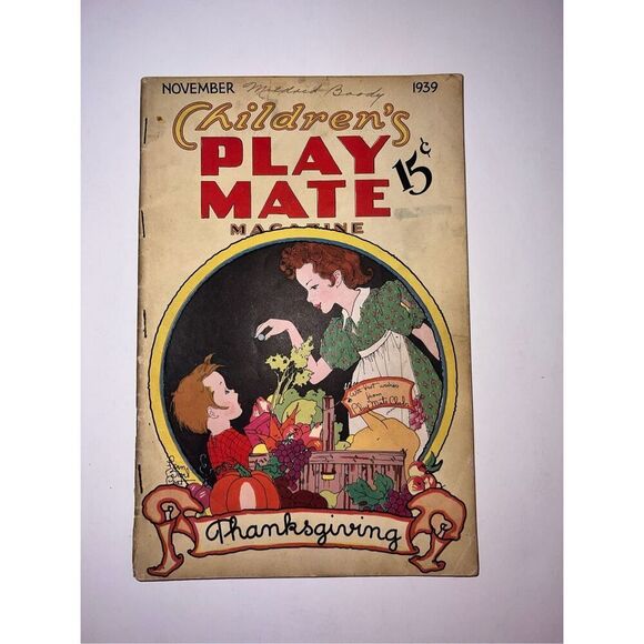 Children's Play Mate Vintage Magazine THANKSGIVING  November 1939 - Picture 1 of 12